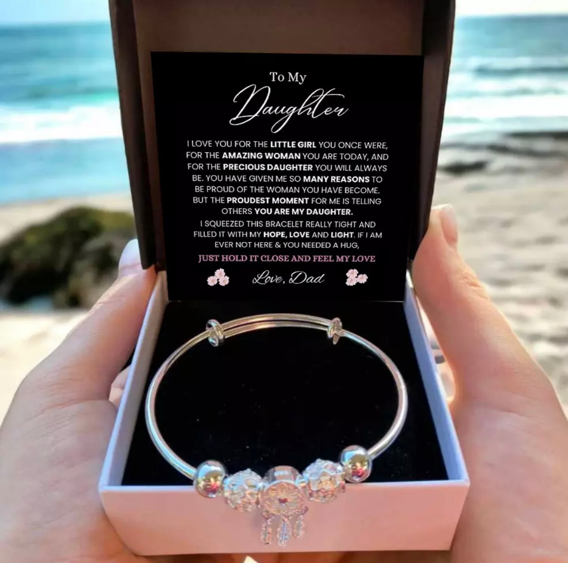 To My Daughter - Dreamcatcher Bracelet - Feel My Love Message Card Gift