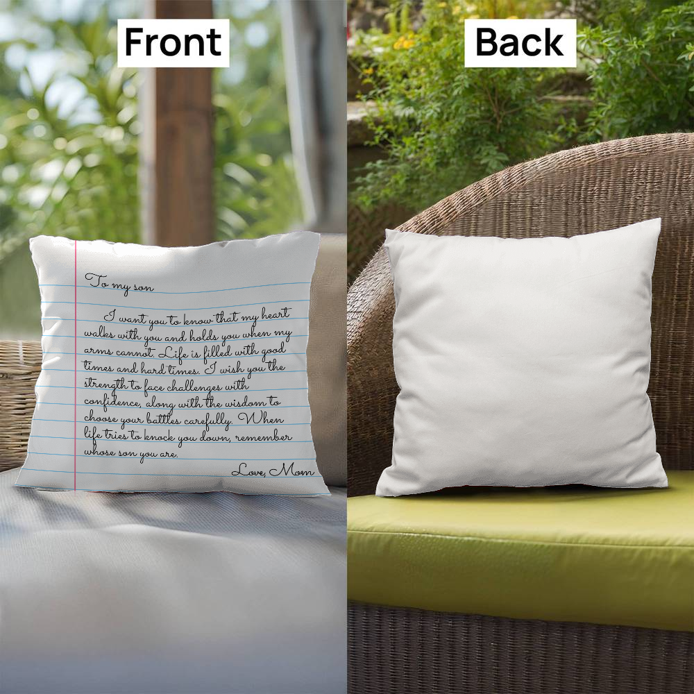 To My Son from Mom - Heartfelt Message Letter Pillow - My Heart Will Walk with You Gift