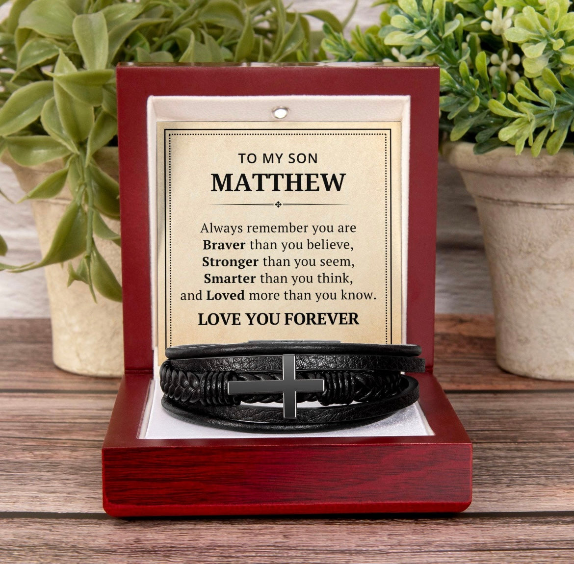 You Are Loved More Than You know - Cross Bracelet Gift for Son