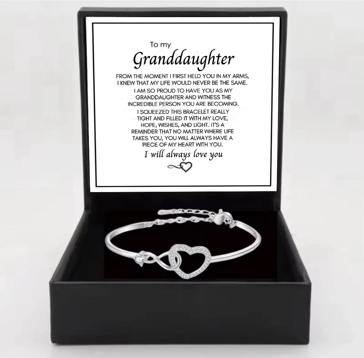 To My Granddaughter - Infinity Heart Bracelet - Forever Linked Together Gift