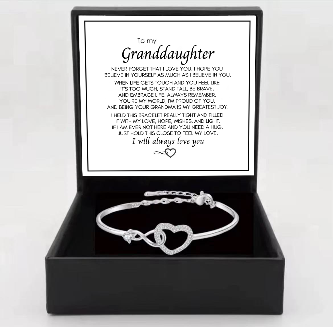 To My Granddaughter - Infinity Heart Bracelet - Forever Linked Together Gift