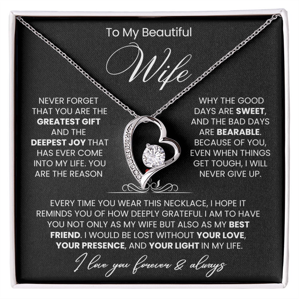 To My Wife - Love Heart Necklace - You Are the Greatest Gift from Husband