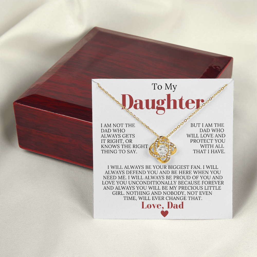 To My Daughter from Dad - Love Knot Necklace - Always My Precious Little Girl Gift