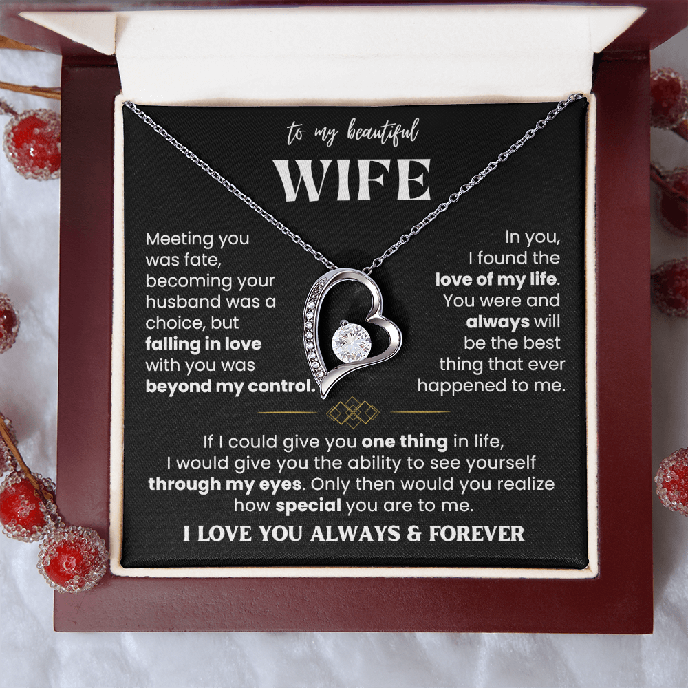 To My Wife - Love Heart Necklace - Love You Always Message Card Gift from Husband