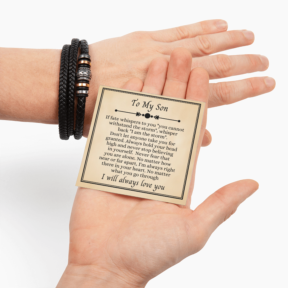 To My Son - Love You Forever Bracelet - I Am the Storm Message Card Gift