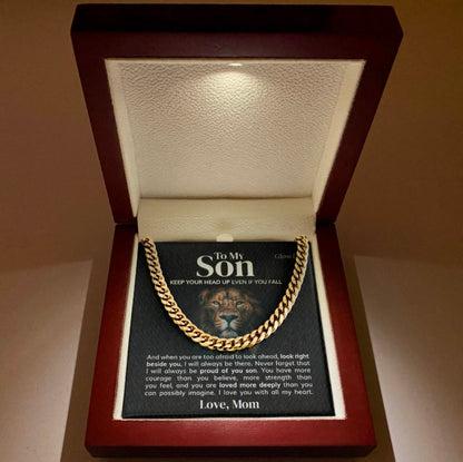 I Love You With All My Heart - Cuban Link Necklace Gift for Son from Mom