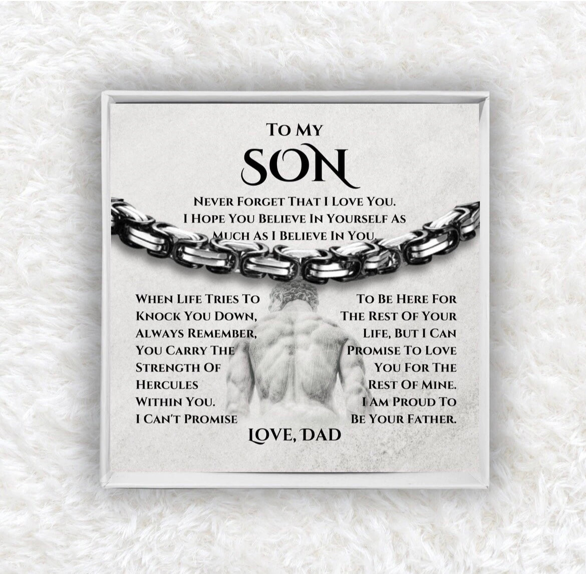 To My Son - Hercules Bracelet - Proud to Be Your Father Message Card Gift