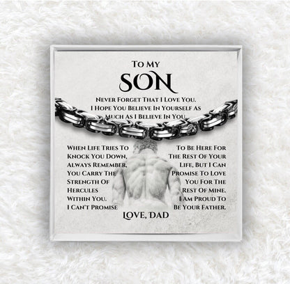 To My Son - Hercules Bracelet - Proud to Be Your Father Message Card Gift