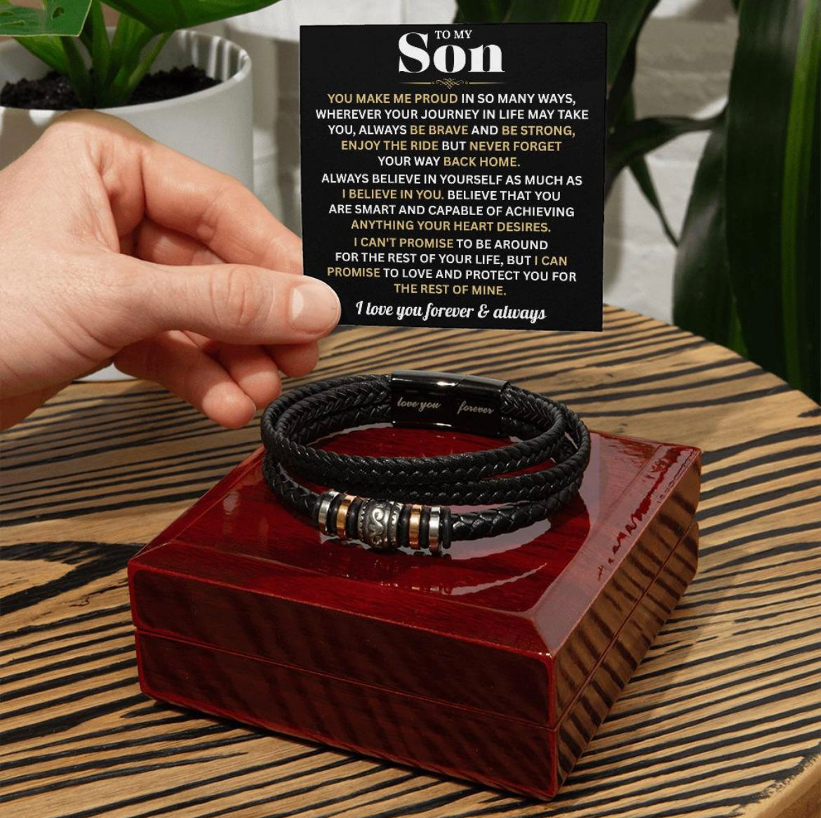 You Make Me Proud - Bracelet Gift for Son from Dad and Mom