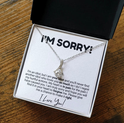 To My Love - Ribbon Necklace - I Am Sorry Message Card Gift