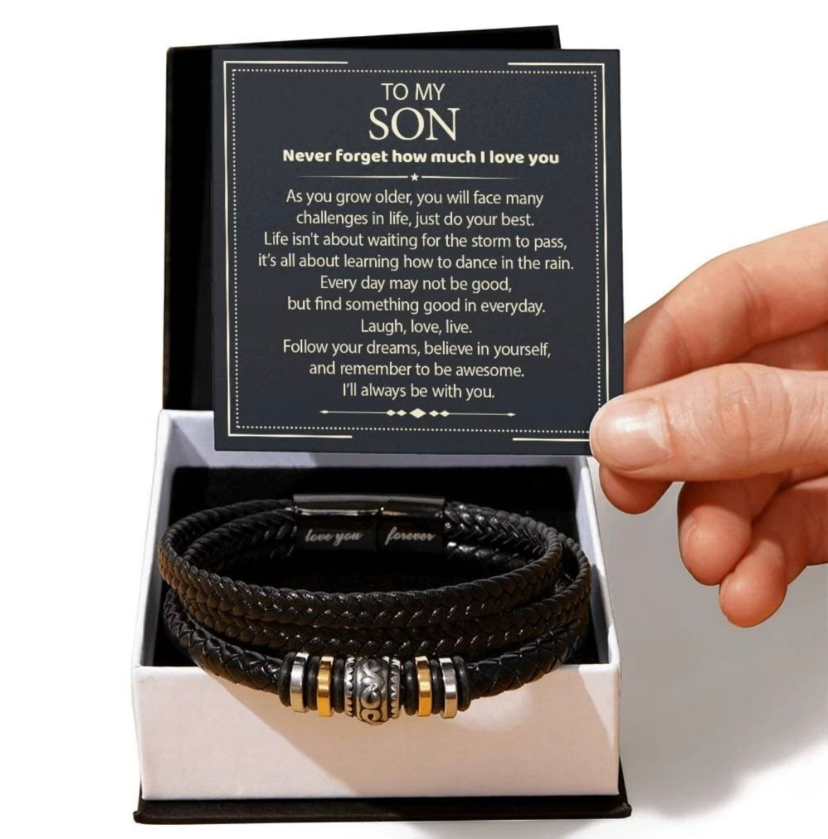 To My Son - Love You Forever Bracelet - I Will Always Be With You Message Card Gift