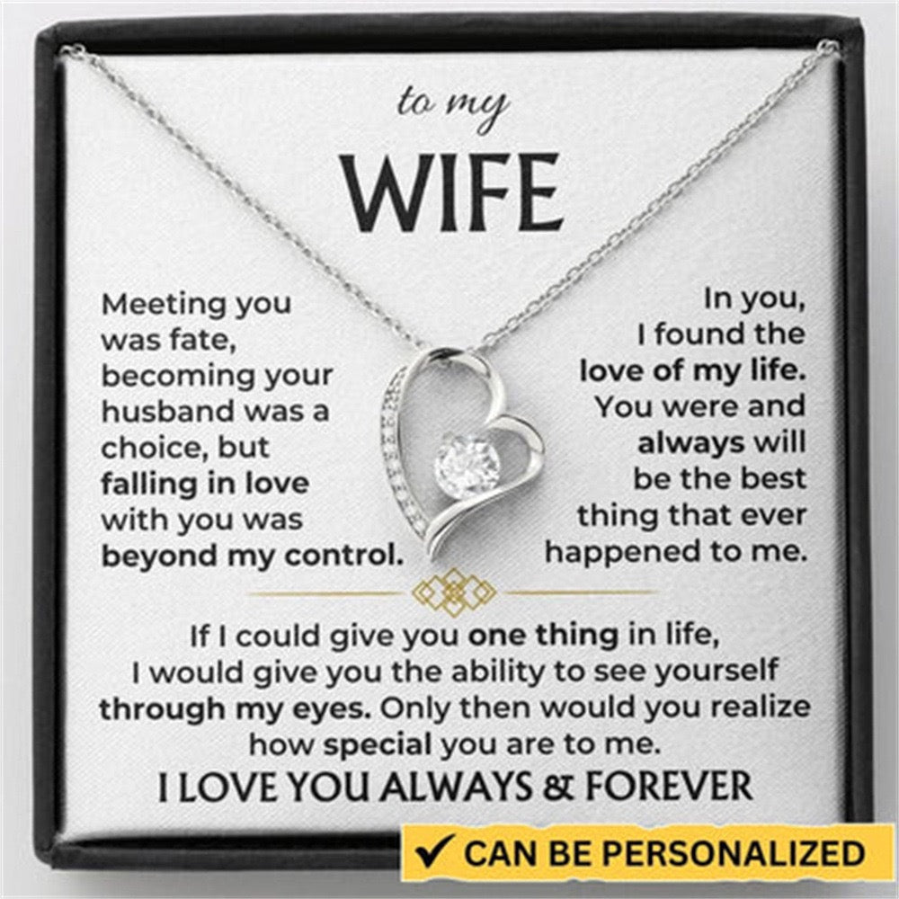To My Wife - Love Heart Necklace - Love You Always Message Card Gift