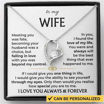 To My Wife - Love Heart Necklace - Love You Always Message Card Gift