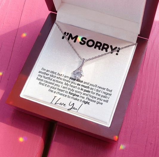 To My Love - Ribbon Necklace - I Am Sorry Message Card Gift