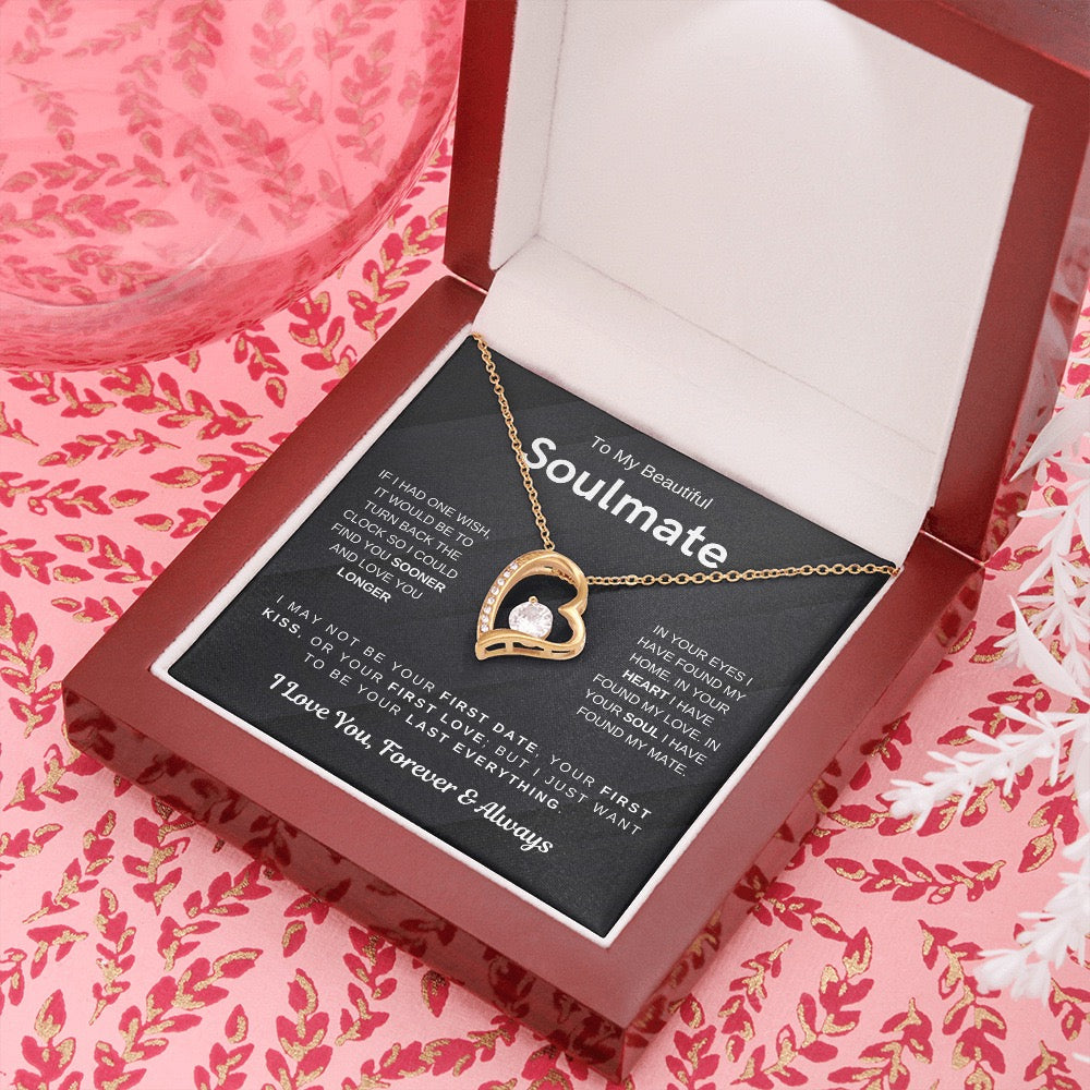 To My Soulmate - Love Heart Necklace - Love You Always Message Card Gift