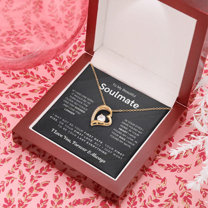 To My Soulmate - Love Heart Necklace - Love You Always Message Card Gift