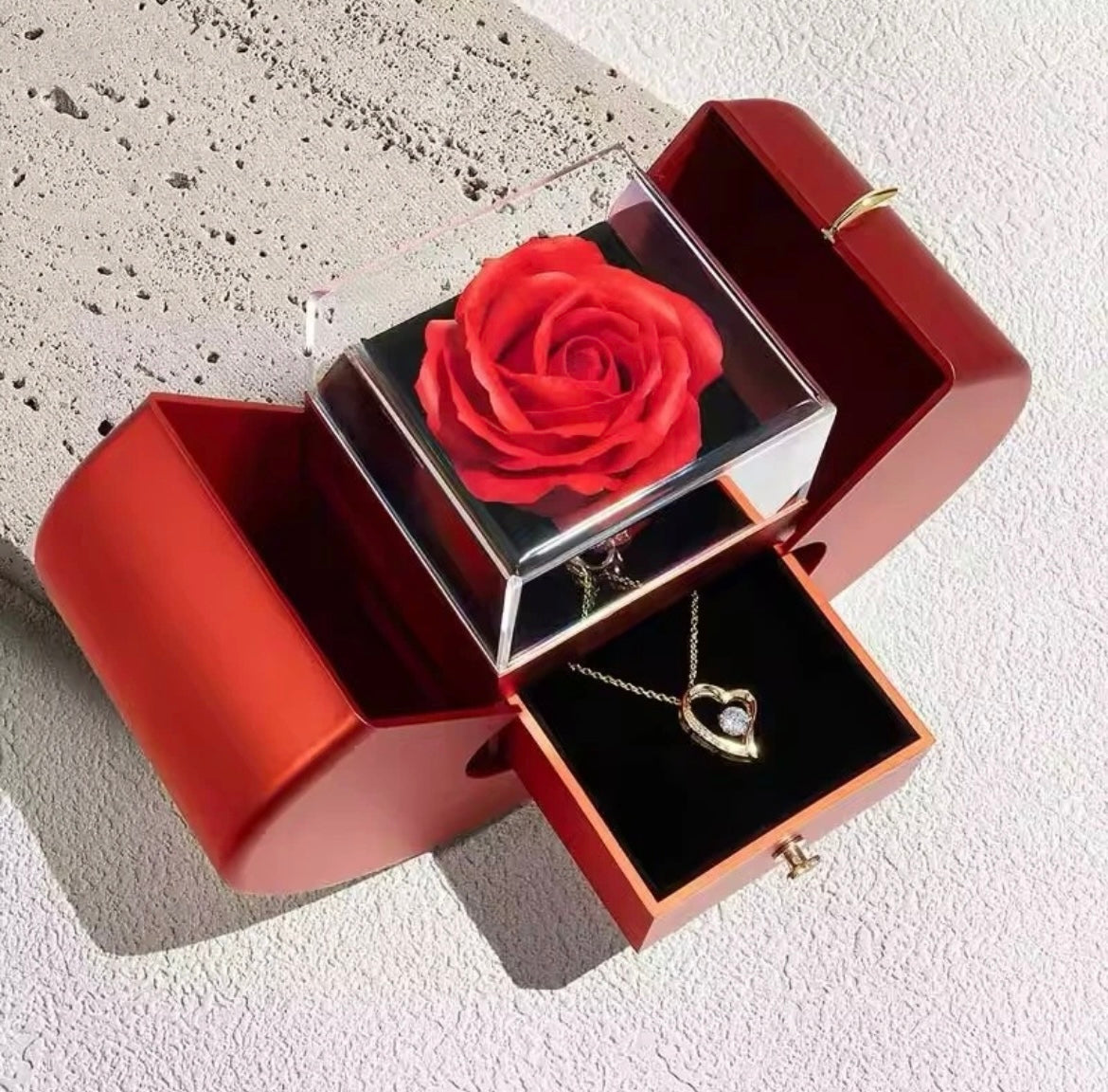 To My Wife Necklace - Love Heart Necklace - Eternal Rose Gift Box