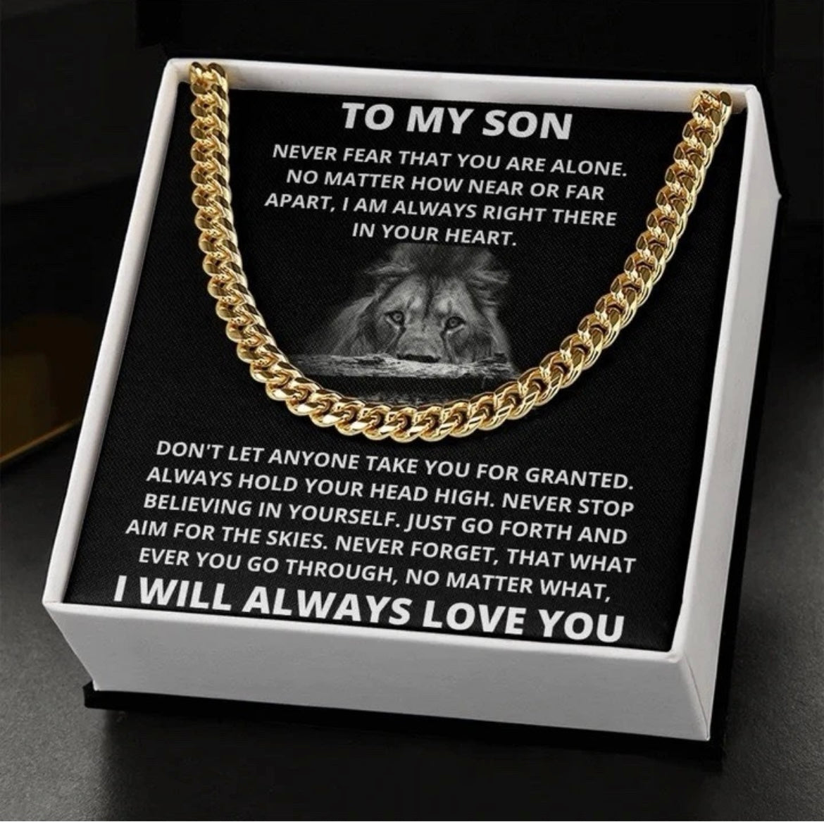 To My Son - Cuban Link Necklace - Always Love You Message Card Gift