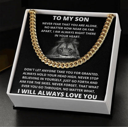 To My Son - Cuban Link Necklace - Always Love You Message Card Gift