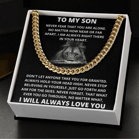 To My Son - Cuban Link Necklace - Always Love You Message Card Gift