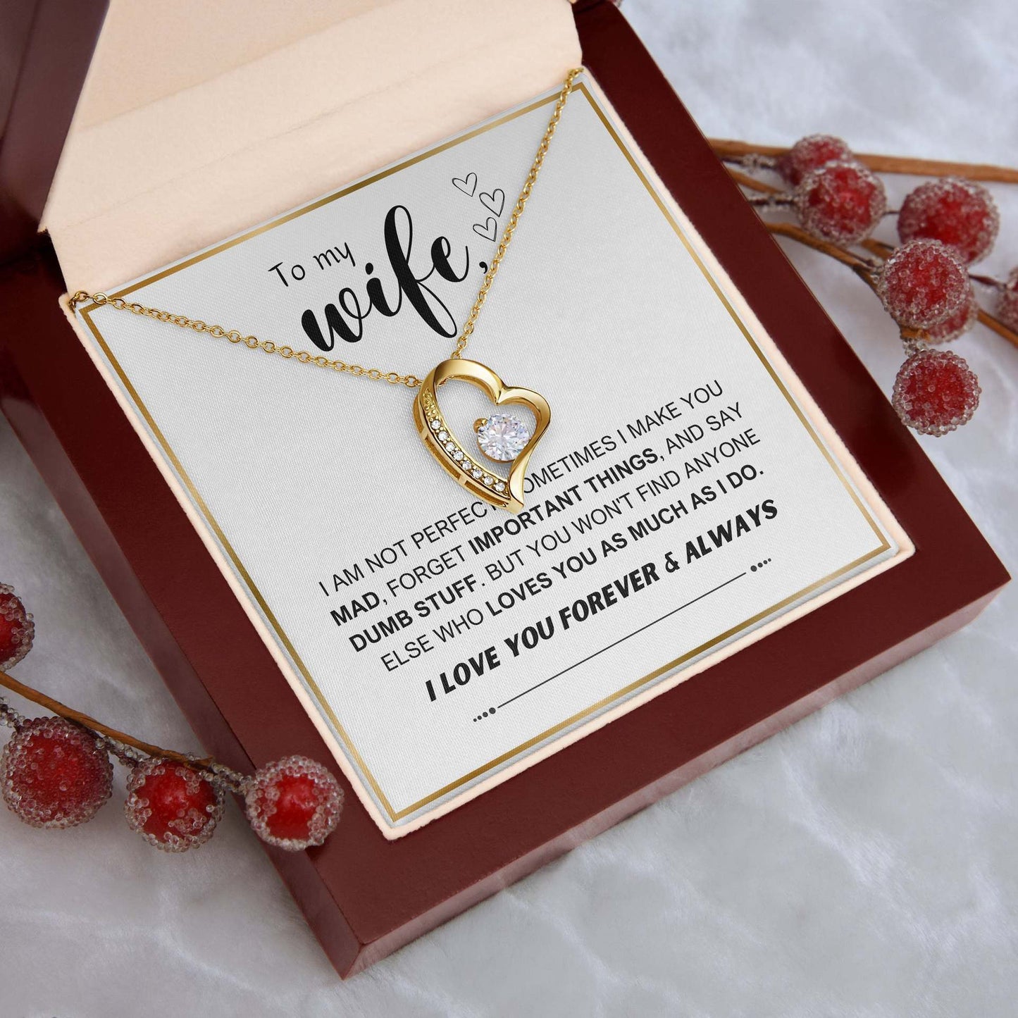 To My Wife Necklace - Love Heart Necklace - Eternal Rose Gift Box