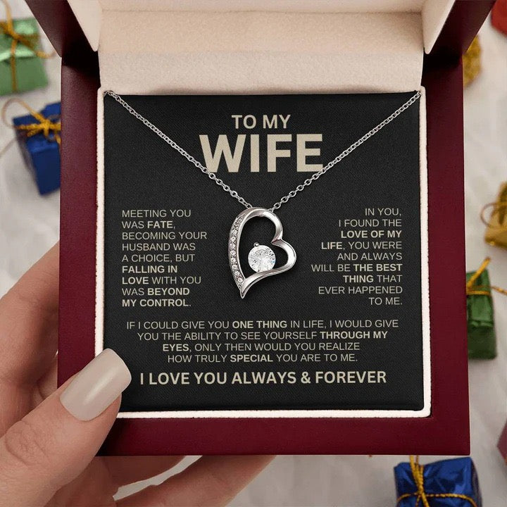 To My Wife Necklace - Love Heart Necklace - You Are the Best Thing Message Card Gift