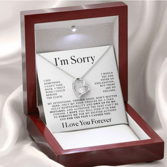 To My Love - Love Heart Necklace - I Am Sorry Message Card Gift