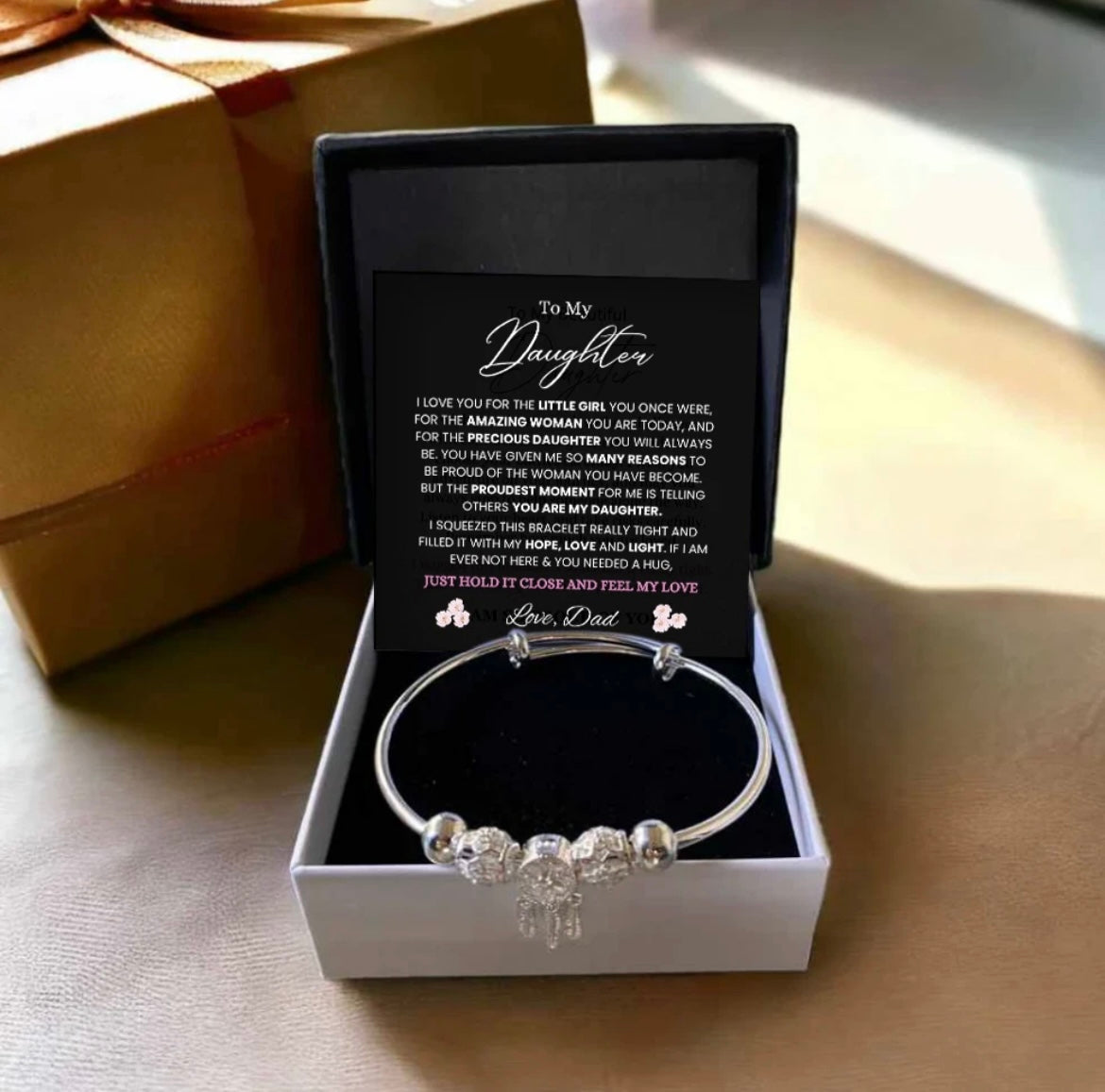 To My Daughter - Dreamcatcher Bracelet - Feel My Love  Message Card Gift