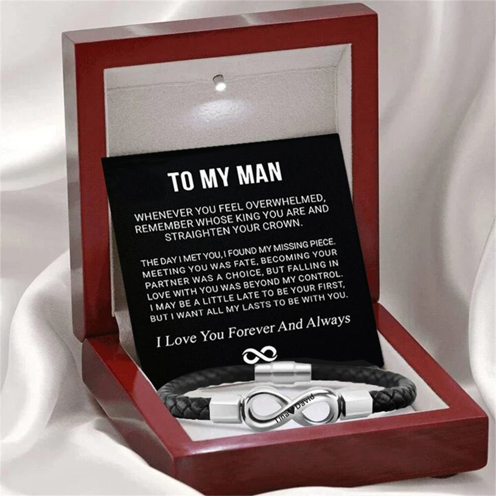 To My Man - Forever Bracelet - All My Lasts with You Message Card Gift