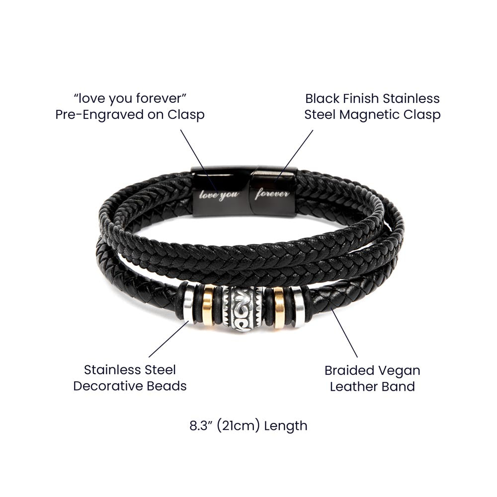 To My Dad - Love You Forever Bracelet - Always My Hero Message Card Gift