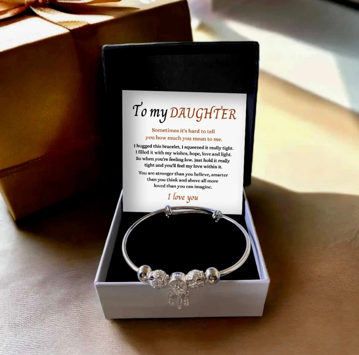 To My Daughter - Dreamcatcher Bracelet - Feel My Love Message Card Gift