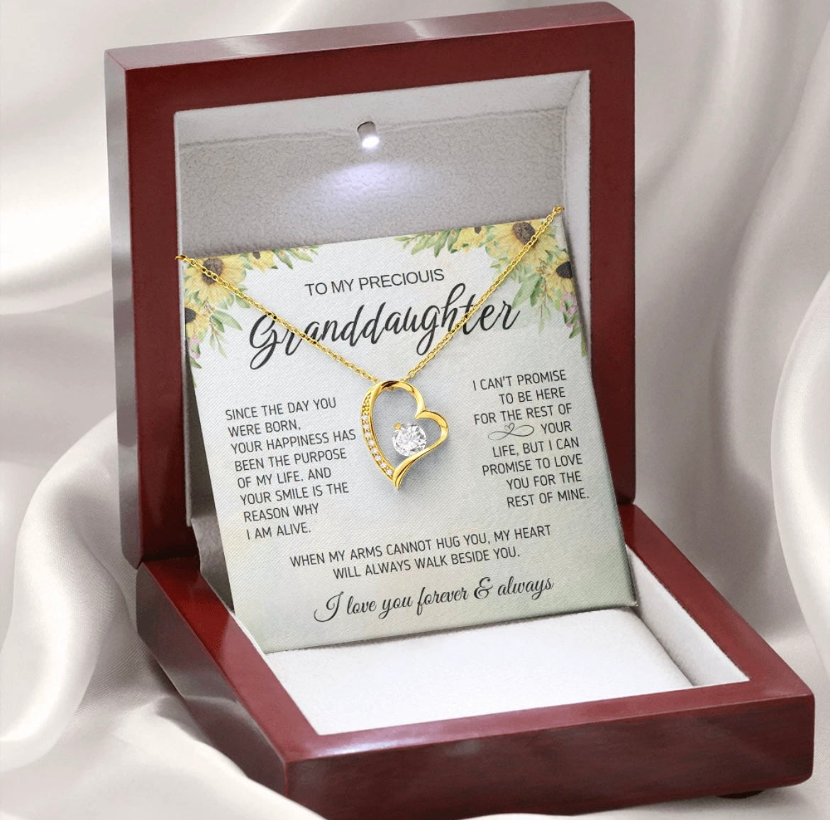 To My Granddaughter - Love Heart Necklace - My Heart Walks Beside You Gift