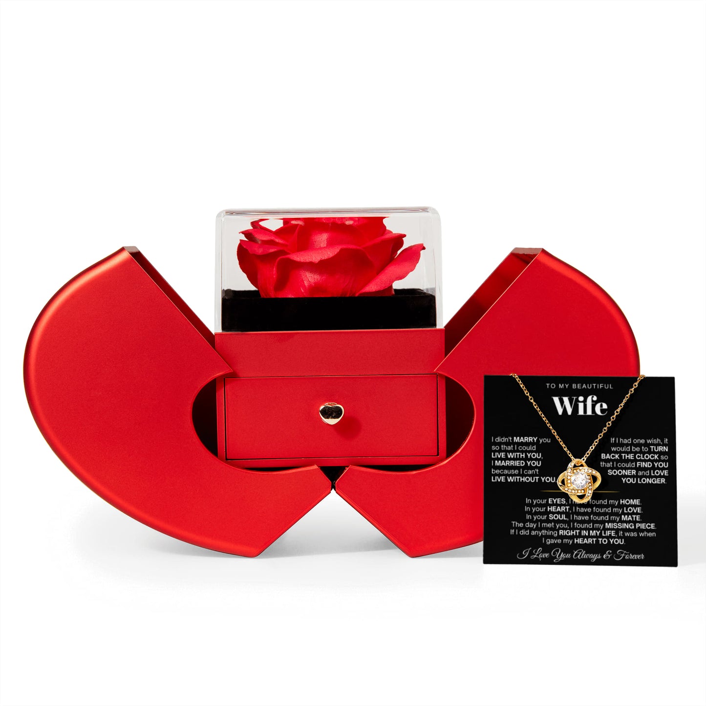To My Wife Necklace - Love Knot Necklace - Eternal Rose Gift Box