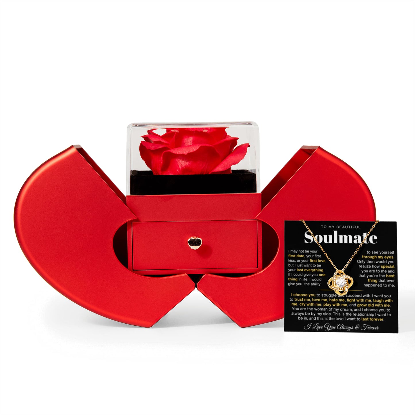 To My Soulmate Necklace - Love Knot Necklace - Eternal Rose Gift Box