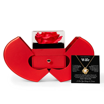 To My Wife Necklace - Love Knot Necklace - Eternal Rose Gift Box