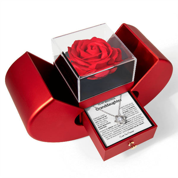 To My Granddaughter - Love Knot Necklace - Eternal Flower Gift Box