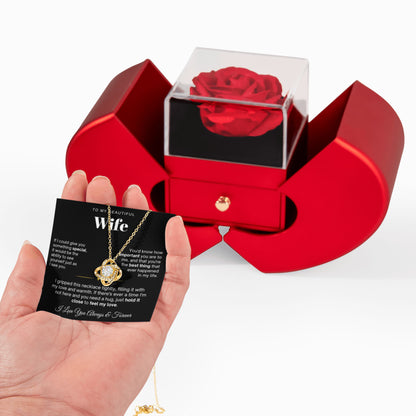 To My Wife Necklace - Love Knot Necklace - Eternal Rose Gift Box