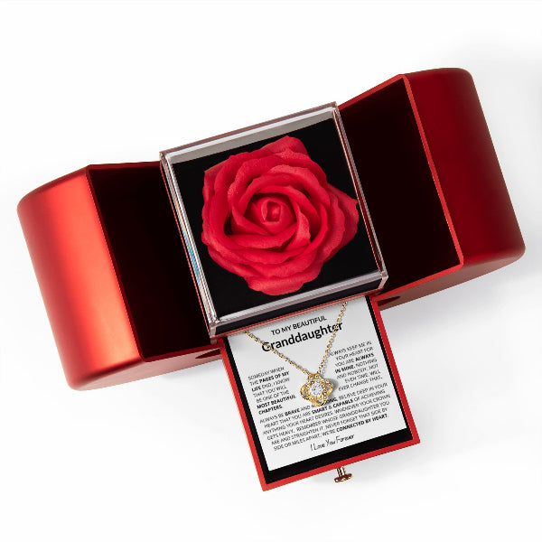To My Granddaughter - Love Knot Necklace - Eternal Flower Gift Box