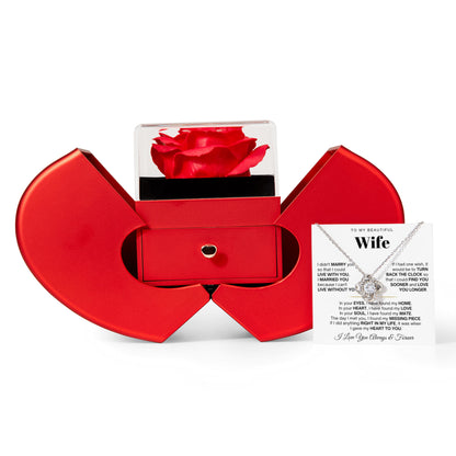 To My Wife Necklace - Love Knot Necklace - Eternal Rose Gift Box