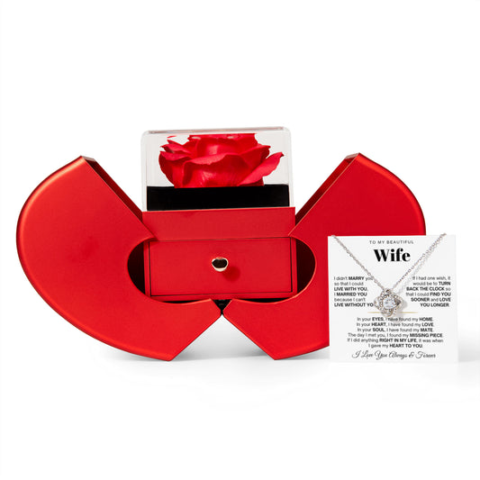 To My Wife Necklace - Love Knot Necklace - Eternal Rose Gift Box