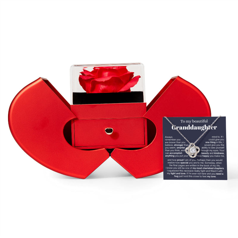 To My Granddaughter - Love Knot Necklace - Eternal Flower Gift Box