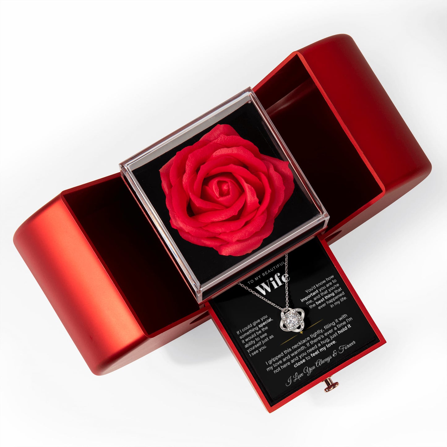 To My Wife Necklace - Love Knot Necklace - Eternal Rose Gift Box