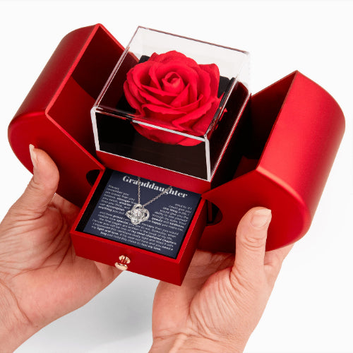 To My Granddaughter - Love Knot Necklace - Eternal Flower Gift Box