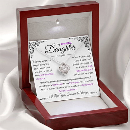 To My Daughter - Love Knot Necklace - Love You Forever Message Card Gift
