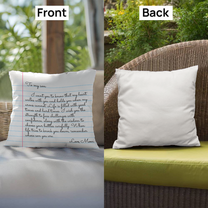 To My Son from Mom - Heartfelt Message Letter Pillow - My Heart Will Walk with You Gift