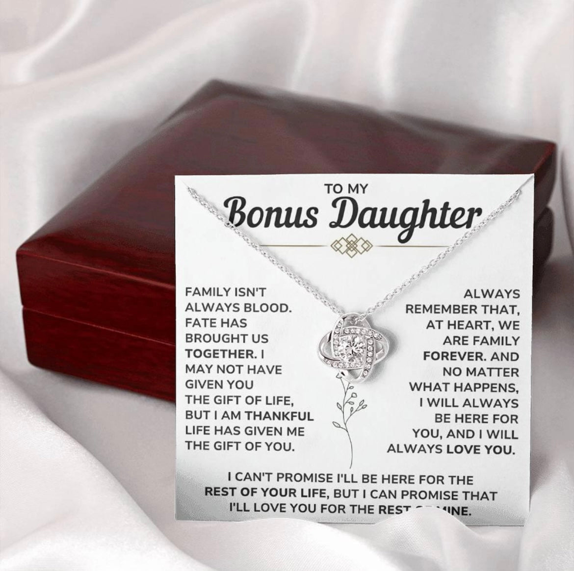 At Heart We Are Family Forever  - Necklace Gift for Bonus Daughter