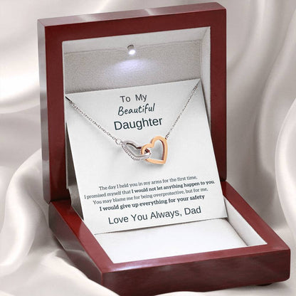 To My Daughter from Dad - Linked Hearts Necklace - Love You Always Message Card Gift