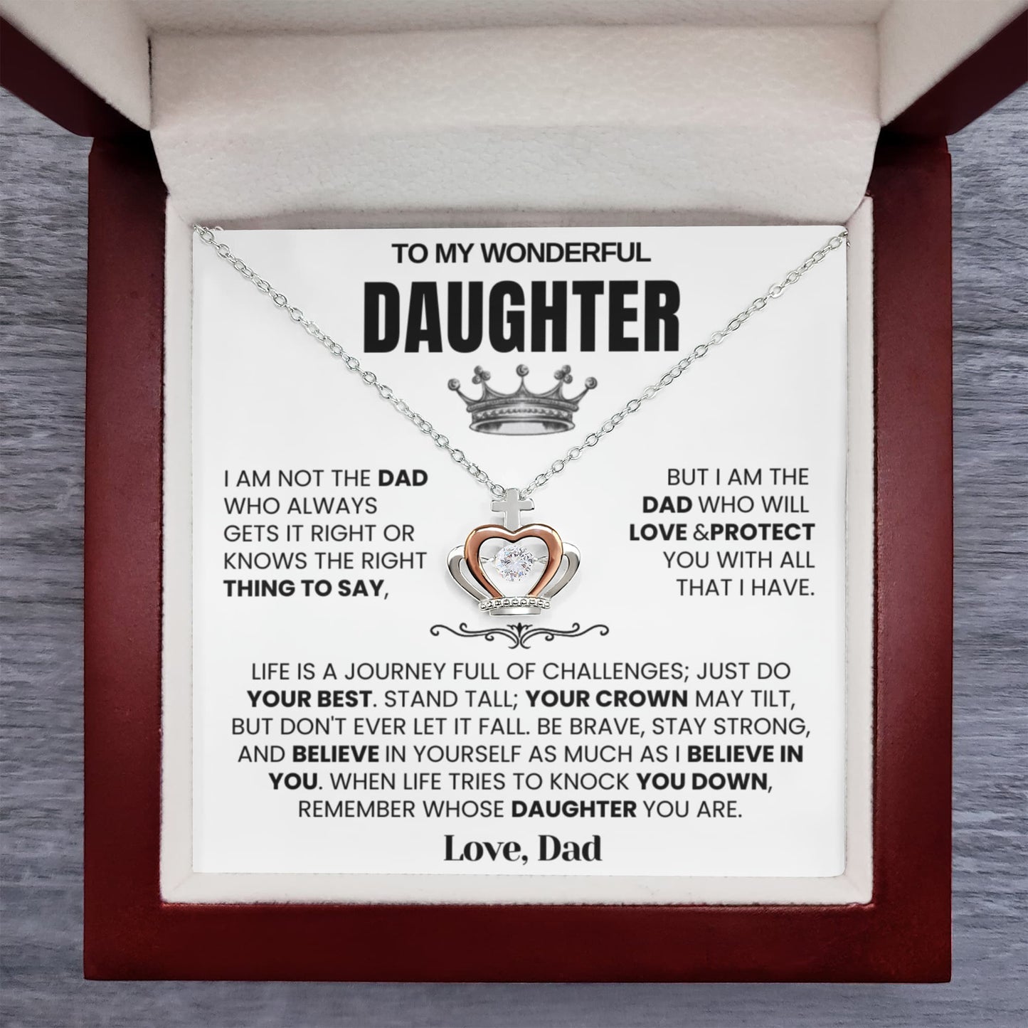 To My Daughter - Crown Necklace - Believe in Yourself Gift
