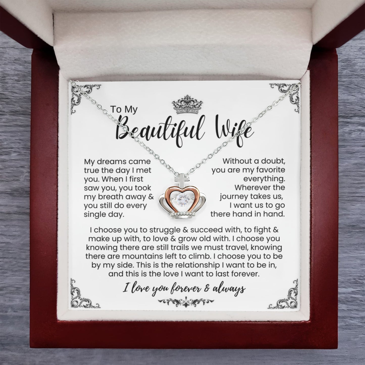 To My Wife - Crown Necklace - I Choose You Gift from Husband