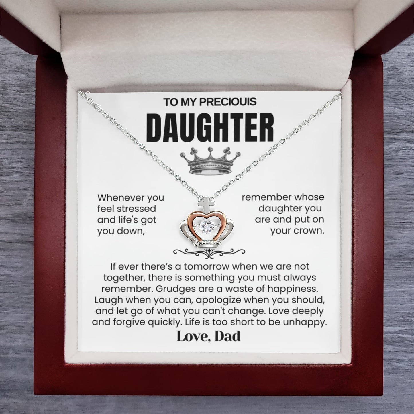 To My Daughter - Crown Necklace - Put on Your Crown Message Card Gift